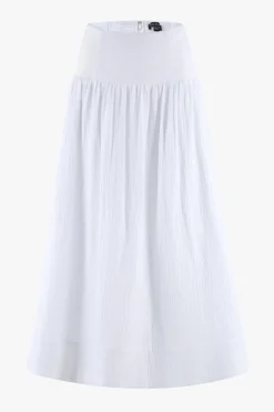 Among the Brave Unwind Ivory Shirred Back Tiered Maxi Skirt