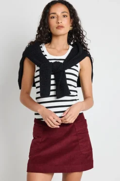 Among the Brave Valid Burgundy Cord Mini Skirt