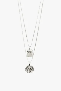 Pilgrim Valkyria Silver Plated Pi Double Chain EOL Necklace