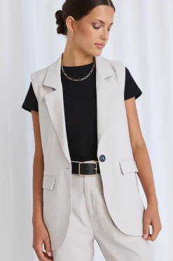 Stories be Told Vancouver Bone Soft Touch Longline Vest