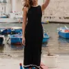 Stories be Told Vanity Black Rib Sleeveless Knit Maxi Dress