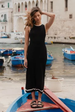 Stories be Told Vanity Black Rib Sleeveless Knit Maxi Dress