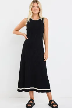 Stories be Told Vanity Black Rib Sleeveless Knit Maxi Dress