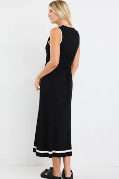 Stories be Told Vanity Black Rib Sleeveless Knit Maxi Dress