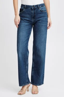 Pulz Jeans Vega Medium Blue High Wide Jean