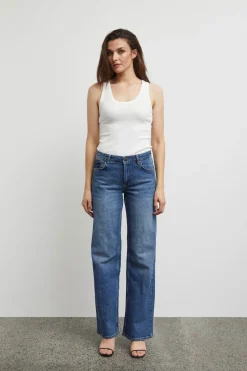 Pulz Jeans Vega Medium Blue High Wide Jean