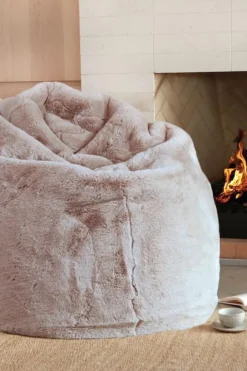 Home Lab Vegan Fur Bean Bag Pewter