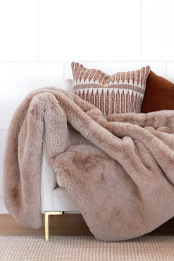 Home Lab Vegan Fur Throw Big Bear Pewter 130X 150cm