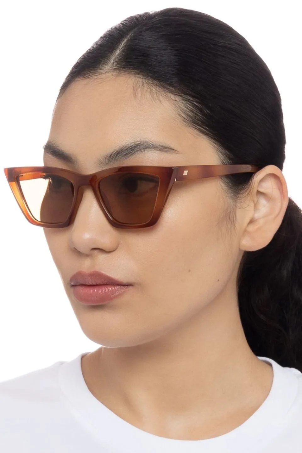 Le Specs Velodrome Vintage Tort Cat Eye Brown Mono Lens Sunglasses