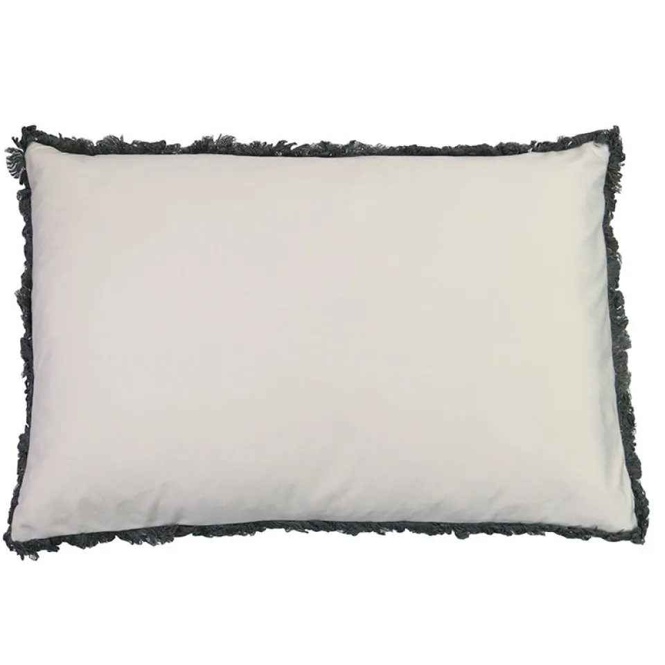 Le Forge Velvet Fringed Ivory Lumbar Cushion 40x60cm