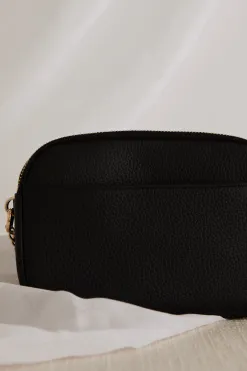 Among the Brave Venice Black Leather Double Pouch Bag