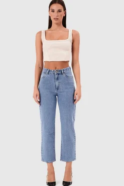 Abrand Jeans Venice Light Blue Ema Straight Denim Jean