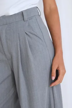 Stories be Told Vice Grey Pinstripe Pleat Front Manstyle Wide Leg Pant