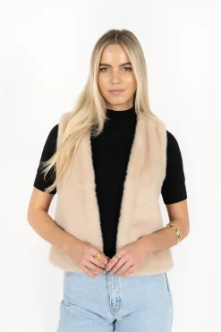Humidity Lifestyle Vienna Latte Faux Fur Vest