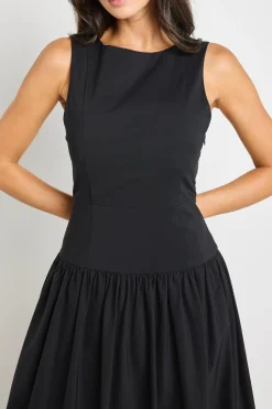 Stories be Told Vigour Black Structured Bubble Midi Dress