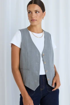 Stories be Told Virtue Grey Pinstripe Vest