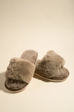 Love Lulu Warm Brown Fluffy Slippers