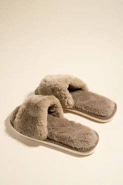 Love Lulu Warm Brown Fluffy Slippers
