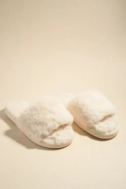 Love Lulu Warm Cream Fluffy Slippers