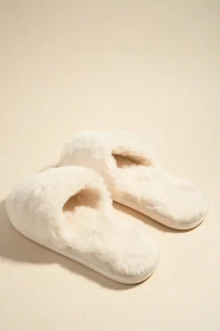 Love Lulu Warm Cream Fluffy Slippers