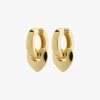 Pilgrim Wave Recycled Chunky Heart Hoops Gold Plated EOL Earrings