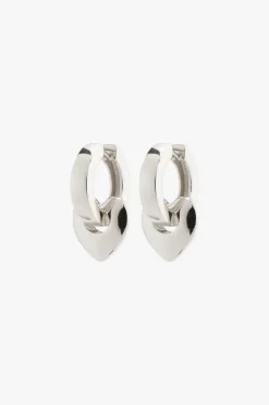 Pilgrim Wave Recycled Chunky Heart Hoops Silver Plated EOL Earrings