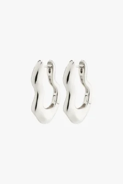Pilgrim Wave Recycled Wavey Hoops Silver-Plated EOL Earrings