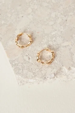 Humble + Heart Wavey Hoop Gold Earrings