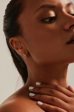 Humble + Heart Wavey Hoop Rhodium Earrings