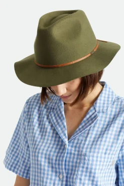 Brixton Wesley Fedora Military Olive Wool Felt Hat