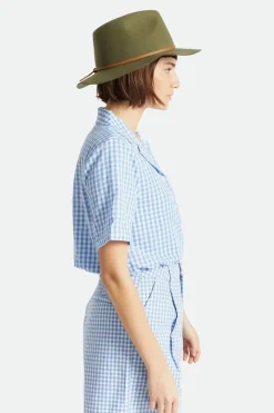 Brixton Wesley Fedora Military Olive Wool Felt Hat