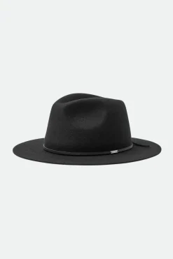 Brixton Wesley Washed Black Fedora Wool Felt Hat