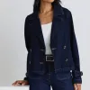 Among the Brave Western Indigo Cropped Denim Trench Coat