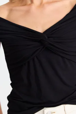 Stories be Told Whiskey Black Stretch Twist Front Top