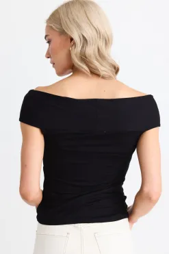 Stories be Told Whiskey Black Stretch Twist Front Top