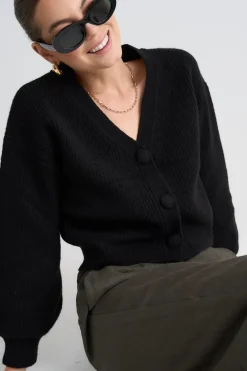 Among the Brave Wholesome Black Chunky Knit Cardigan