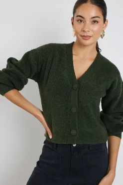 Among the Brave Wholesome Dark Khaki Chunky Knit Cardigan
