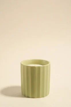 Flo's Home Wide Rib Sage Ceramic Scented Candle