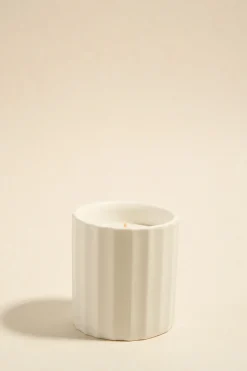 Flo's Home Wide Rib White Ceramic Scented Candle