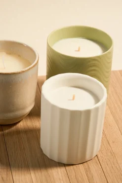 Flo's Home Wide Rib White Ceramic Scented Candle