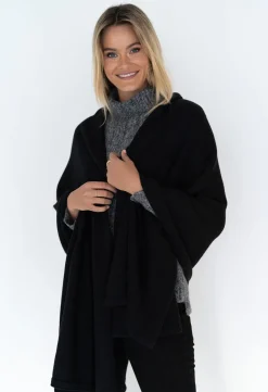 Humidity Lifestyle Wide Wrap Cotton Black Scarf