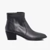 Nude Willow Black Leather Ankle Boot With Side Zip