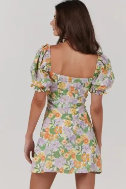 Charlie Holiday Willow Springtime Green Floral Mini Dress