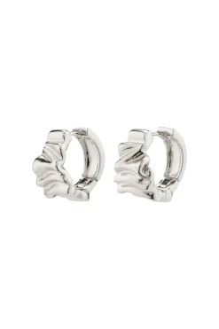 Pilgrim Willpower Wavy EOL Recycled Silver Plated Huggie Hoop Earrings