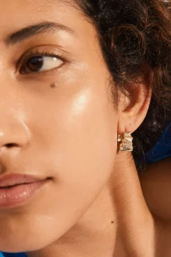 Pilgrim Willpower Wavy Recycled Gold Plated Huggie Hoop Earrings