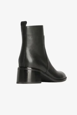 EOS Wyona Black Ankle Mid Heel Leather Boot