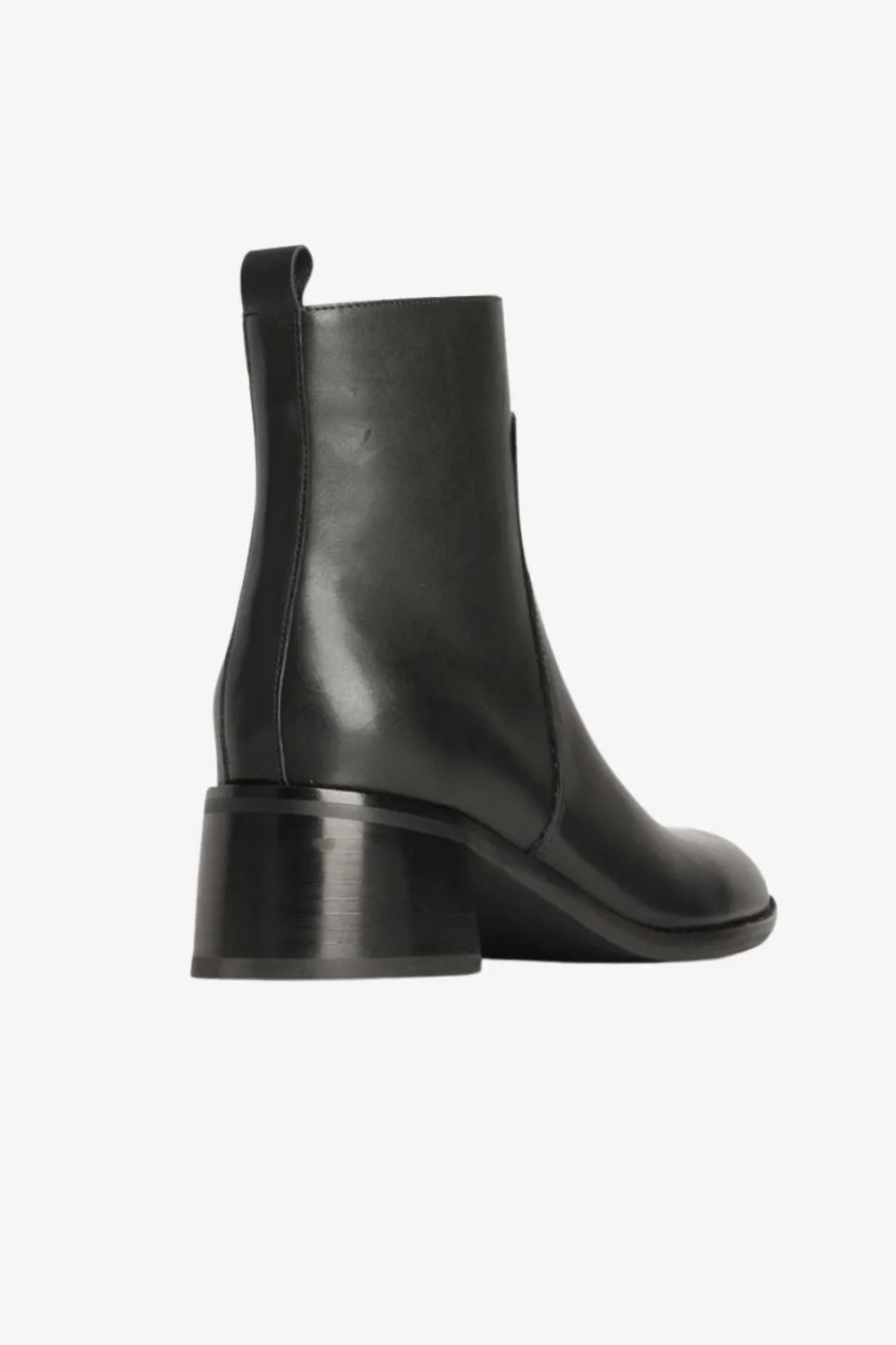 EOS Wyona Black Ankle Mid Heel Leather Boot