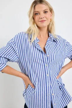 Stories be Told You Got This Blue Stripe Cotton Oversized Shirt