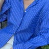 Stories be Told You Got This Deep Blue Stripe Oversized Shirt