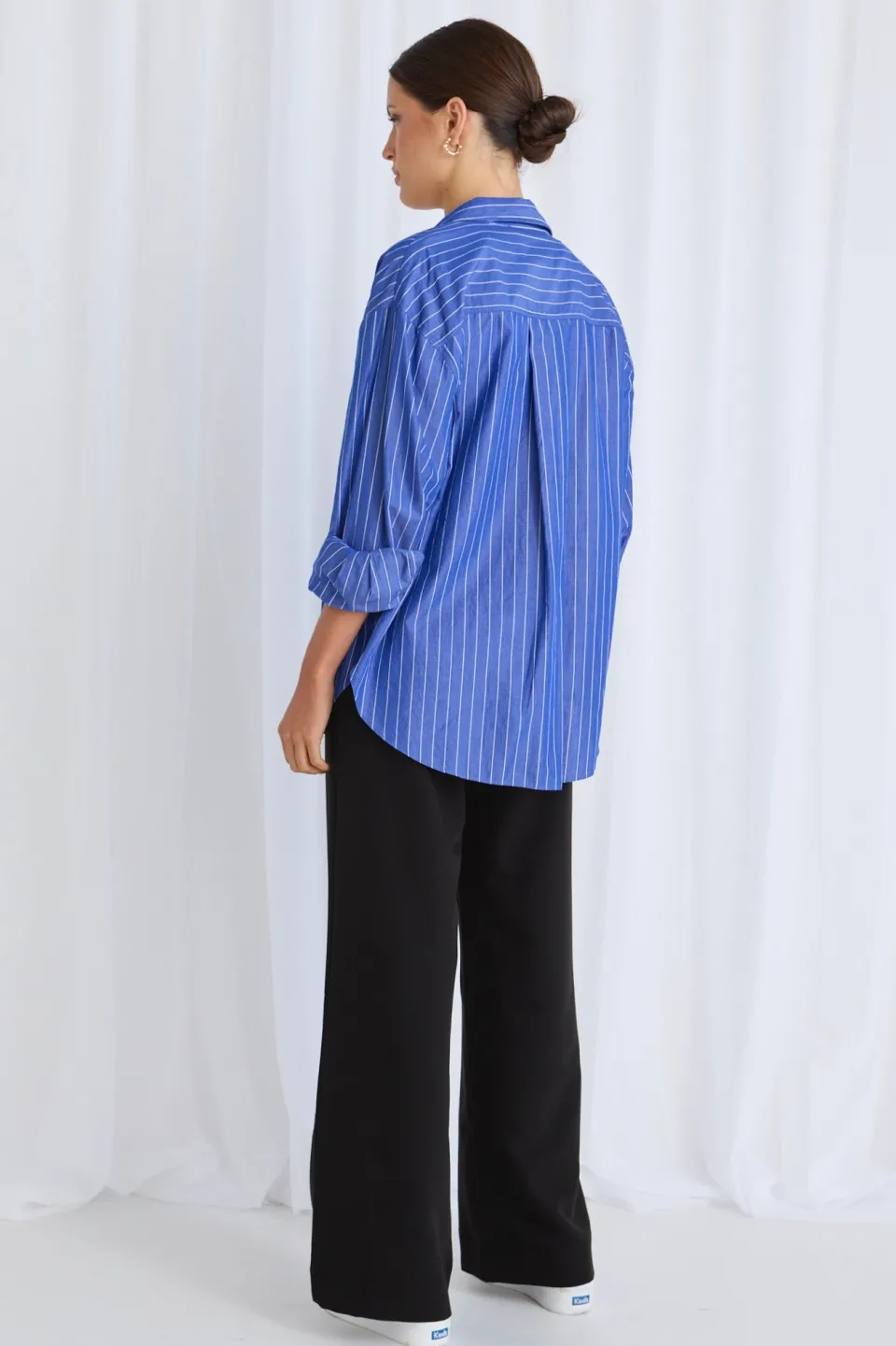 Stories be Told You Got This Deep Blue Stripe Oversized Shirt